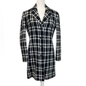 WORTHINGTON Black & White Long Checked Women’s Coat Size 6